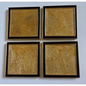 Vintage Mike+ Ally Glazed Elegant Gold and Black Coaster Set of 4